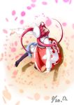  1girl dancing dress hat kazami_haruki original petals redhead solo twintails 