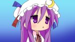  1girl crescent female hat long_hair lucky_star mizuno_kurage parody patchouli_knowledge purple_hair solo touhou 