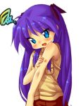  blue_eyes blush bug_bite hiiragi_kagami kink long_hair lucky_star purple_hair 