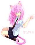  animal_ears cat_ears cat_tail ha&iuml;&frac12;&oelig;no_ichigo haruno_ichigo necktie original pink_hair tail 