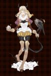  bad_id blonde_hair blue_eyes boots bucket demon_girl demon_tail gloves horns kyuusugi_toku long_hair tail 