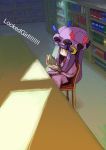  1girl :&lt; book chibi female library patchouli_knowledge reading shade sitting solo tao tao_(kadoya) touhou voile 