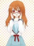  1girl asahina_mikuru brown_hair glasses red_eyes school_uniform serafuku solo suzumiya_haruhi_no_yuuutsu 