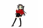  1girl animated animated_gif fate/stay_night fate_(series) lowres lucky_star motteke!_serafuku parody solo thigh-highs tohsaka_rin turtleneck 