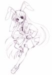  1girl animal_ears female monochrome purple rabbit_ears reisen_udongein_inaba seo_tatsuya sketch solo thigh-highs touhou 