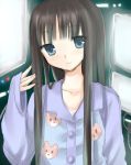  1girl black_hair blue_eyes hime_cut long_hair pajamas sketch smile solo yatosaki_haru 