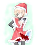 1girl 90s card_captor_sakura child christmas hat hiide kinomoto_sakura lowres red_hat solo thigh-highs zettai_ryouiki 