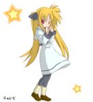  1girl animated animated_gif blonde_hair fate_testarossa lowres lucky_star lyrical_nanoha mahou_shoujo_lyrical_nanoha mahou_shoujo_lyrical_nanoha_a&#039;s motteke!_serafuku namuru num pantyhose parody school_uniform serafuku solo 