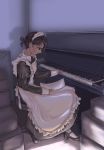  1girl amano_takumi highres instrument maid original piano solo upright_piano 