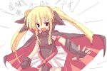  00s 1girl arm_belt belt blonde_hair buckle cape elbow_gloves fate_testarossa fingerless_gloves gloves looking_at_viewer lyrical_nanoha magical_girl mahou_shoujo_lyrical_nanoha outstretched_arms pleated_skirt red_eyes rikudou_inuhiko showgirl_skirt simple_background sketch skirt solo thigh-highs twintails white_background white_skirt 
