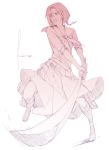  00s 1girl face gradient kyo_(kuroichigo) maria-sama_ga_miteru mizuno_youko monochrome pink sketch sleeves_rolled_up solo sword weapon 