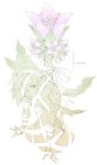  1girl alraune artist_name flower gradient kyo_(kuroichigo) monochrome monster_girl original plant_girl solo spot_color 