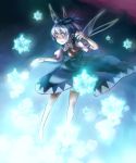  1girl bad_id blue_hair cirno female highres ice perfect_cherry_blossom ribbon short_hair snowflakes solo touhou watanabe_minoru wings 