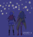  1boy 1girl anniversary copyright_name feena_(grandia) game_arts grandia grandia_i hand_holding hat highres justin_(grandia) long_hair low-tied_long_hair night tied_hair 