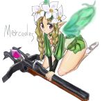  1girl bad_anatomy bow_(weapon) braid character_name crossbow fairy flower mercedes odin_sphere pointy_ears solo twin_braids weapon wings zesuto_(zestzest) 