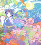  1girl abstract colorful expressionless flower kazaana looking_at_viewer original psychedelic solo violet_eyes wings 