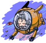  1girl animal_ears baku_taso chibi female inaba_tewi itigekimaru rabbit_ears solo submarine touhou underwater watercraft 