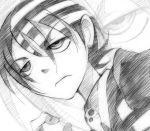  death_the_kid gofu male_focus monochrome sketch soul_eater traditional_media 