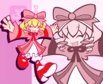  1girl blonde_hair bow dokuro_(pixiv) hina_ichigo ikasui_(okakenn1224) madou_monogatari parody pink_bow puyopuyo puyopuyo_fever ribbon rozen_maiden smile solo style_parody zoom_layer 