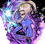  1girl beyan_(rockmanexe) blonde_hair bodysuit metroid nintendo ponytail samus_aran shiny shiny_clothes skin_tight solo zero_suit 