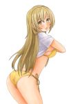  1girl ass bikini ikara long_hair minami-ke minami_haruka shirt_lift side-tie_bikini solo swimsuit undressing yellow_eyes 