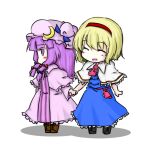  2girls alice_margatroid blonde_hair chibi female hat long_hair lysander_z multiple_girls patchouli_knowledge purple_hair ribbon short_hair touhou 