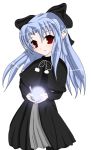  00s 1girl bad_anatomy blue_hair blush len melty_blood pantyhose pointy_ears poorly_drawn red_eyes ribbon smile solo tsukihime type-moon 
