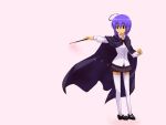  1girl ahoge cape cosplay haruka_shiya look-alike mahou_sensei_negima! miyazaki_nodoka pentacle purple_hair solo tabitha tabitha_(cosplay) thigh-highs violet_eyes wand white_legwear zero_no_tsukaima 