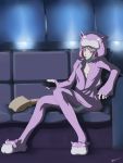  animal_costume baiola cleavage controller couch highres hood legs macross macross_frontier mouth_hold pajamas pocky remote_control sheryl_nome sitting thigh-highs 