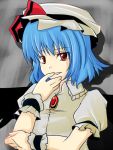  bad_id blue_hair female hat remilia_scarlet ribbon ruku_(alicecreation) touhou wings 