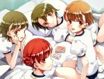  4girls bed buruma card gym_uniform kneeling littlewitch lying lying_card multiple_girls onodera_asahi ooyari_ashito period pillow playing_games sawatari_aoi sawatari_koto yazuki_miyu 