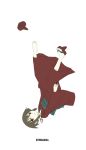  1girl bad_id barefoot brown_hair clog_sandals falling feet highres ikura_hato japanese_clothes kimono kurame kusari_hime:_euthanasia short_hair single_shoe solo upside-down 