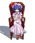  atsumi_haru blue_hair chair female gloves hat red_eyes remilia_scarlet ribbon short_hair sitting touhou 