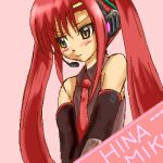  blush cosplay hatsune_miku hatsune_miku_(cosplay) hayate_no_gotoku! katsura_hinagiku lowres oekaki redhead twintails vocaloid 