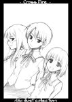  azu fate/stay_night fate_(series) himuro_kane makidera_kaede monochrome saegusa_yukika school_uniform serafuku 