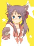  animal_ears bad_id blue_eyes cat_ears hiiragi_kagami kochoko lucky_star paws school_uniform serafuku 
