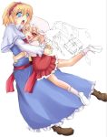  2girls alice_margatroid bad_id blonde_hair blue_eyes book female flandre_scarlet hairband hat hug multiple_girls red_eyes ribbon short_hair touhou tsukishiro_kou wings 