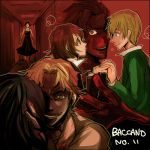  3boys 3girls baccano! blue_eyes chane_laforet claire_stanfield crazy_eyes dark ennis eye_contact firo_prochainezo glowing glowing_eyes hand_in_hair hands ladd_russo looking_at_another lowres multiple_boys multiple_girls smile 