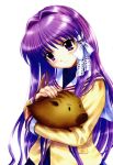  botan clannad fujibayashi_kyou goto_p long_hair purple_hair school_uniform serafuku violet_eyes 