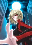  00s 1girl arcueid_brunestud blonde_hair full_moon mahitovii moon night red_eyes short_hair slit_pupils smile solo tsukihime 