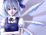  blue_eyes blue_hair cirno female lowres pale_skin ribbon short_hair the_embodiment_of_scarlet_devil touhou wings 