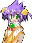  1girl green_eyes hatopuu purple_hair simple_background solo suka twintails ukagaka 