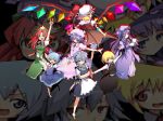  6+girls bat_wings blonde_hair blue_eyes blue_hair book brown_eyes cirno everyone female flandre_scarlet green_eyes hat hong_meiling izayoi_sakuya kasuga_(pixiv) kasuga_ayumu_(artist) kasuga_ayumu_(haruhipo) knife maid mob_cap multiple_girls patchouli_knowledge purple_hair red_eyes redhead remilia_scarlet ribbon rumia silver_hair the_embodiment_of_scarlet_devil throwing_knife touhou vampire violet_eyes weapon wings youkai 