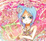  alternate_costume artist_request blue_hair butterfly flower konan labret_piercing lowres naruto naruto_shippuuden rose white_rose 