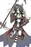  choker detached_sleeves fantasy hair_ornament hairband hairclip horns long_hair nakabayashi_reimei navel pointy_ears polearm silver_hair violet_eyes weapon 