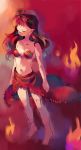  bad_id barefoot bikini bikini_top closed_eyes fire long_hair original redhead sarong shati swimsuit 