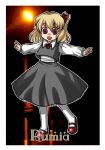  1girl 4c_(artist) bad_id blonde_hair chibi female mito_ayame outstretched_arms red_eyes ribbon rumia short_hair solo spread_arms the_embodiment_of_scarlet_devil touhou youkai 