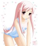  flat_chest long_hair lucy_maria_misora one-piece_swimsuit pink_hair school_swimsuit star swimsuit to_heart_2 white_school_swimsuit white_swimsuit 