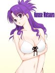  bikini breasts cleavage glasses huge_breasts large_breasts long_hair macross macross_frontier matsuura_nanase niwatori_kokezou purple_hair swimsuit violet_eyes 