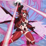  1girl bodypaint breasts code_geass eenen erect_nipples guren_nishiki kallen_stadtfeld lowres mecha_musume navel nipples oekaki revealing_clothes shining_finger solo 